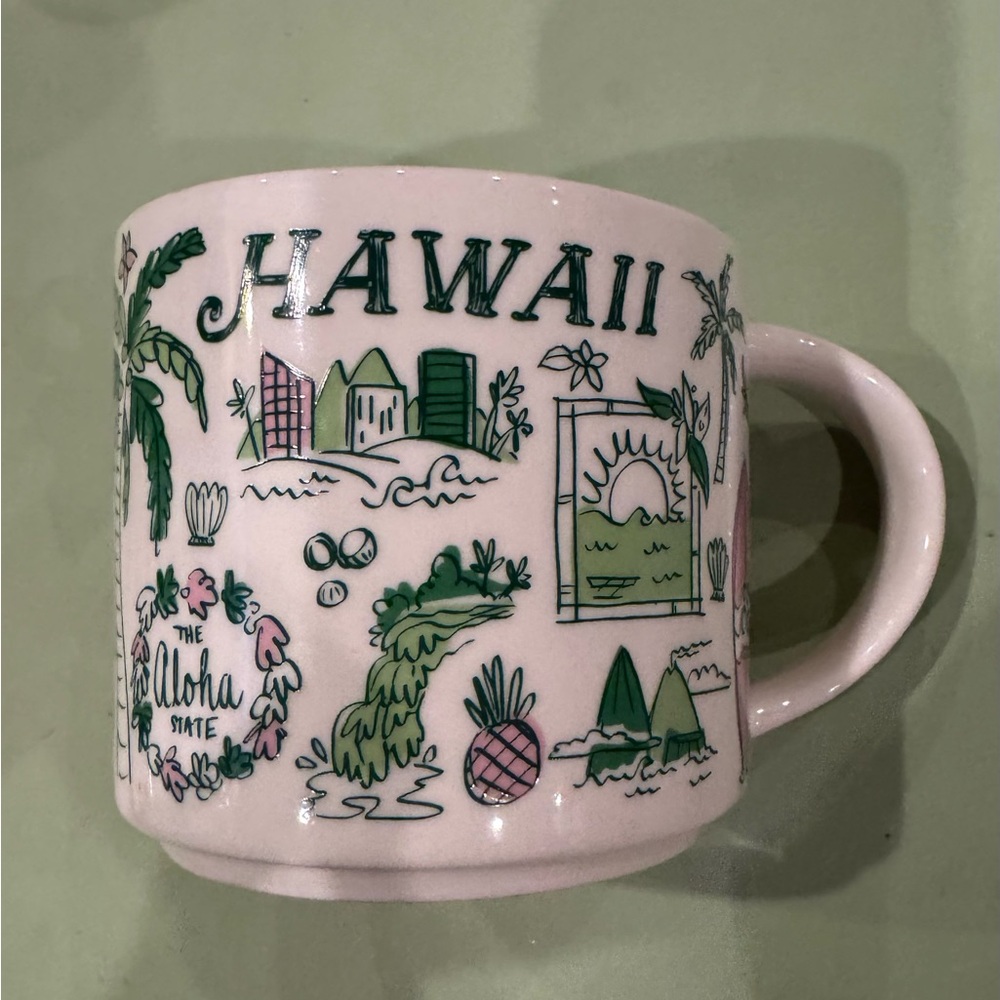 Hawaii Themed Mug with Green Illustrations- Starbucks you are here